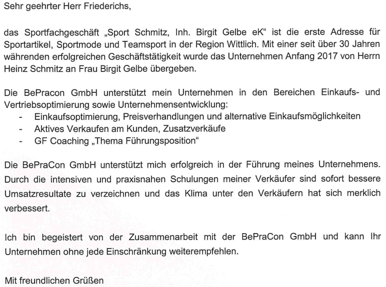 Referenz Sportgeschäft Schmitz